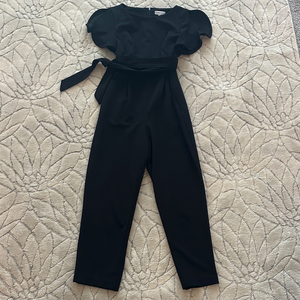 Calvin Klein Elegant Black Jumpsuit with Puff Sleeves